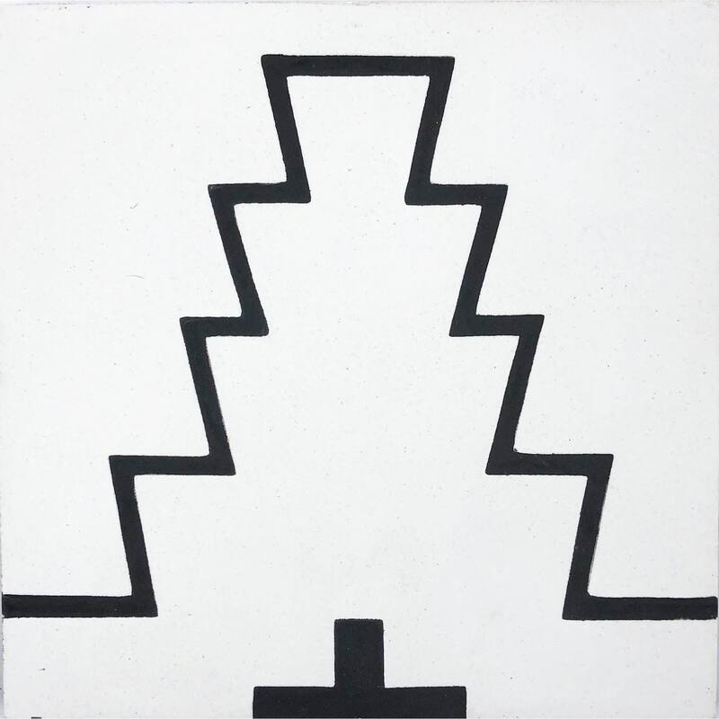 Handmade 8x8 Midar in White and Black Cement Tile (Morocco)