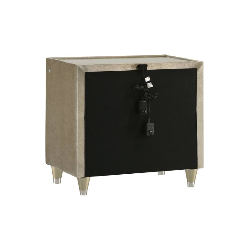 2-Drawer LED Nightstand with Dual USB