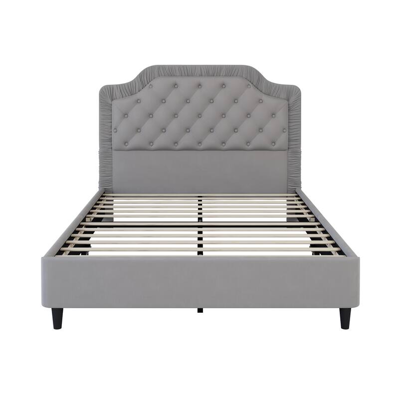 2-Piece Bedroom Set with Velvet Upholstered Bed and Storage Ottoman Bench by Harper&Bright Designs