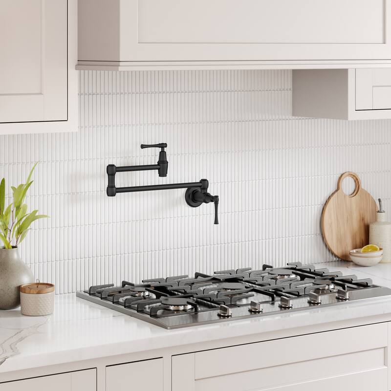 KRAUS Allyn Wall Mount Pot Filler Kitchen Faucet with Retractable Arm