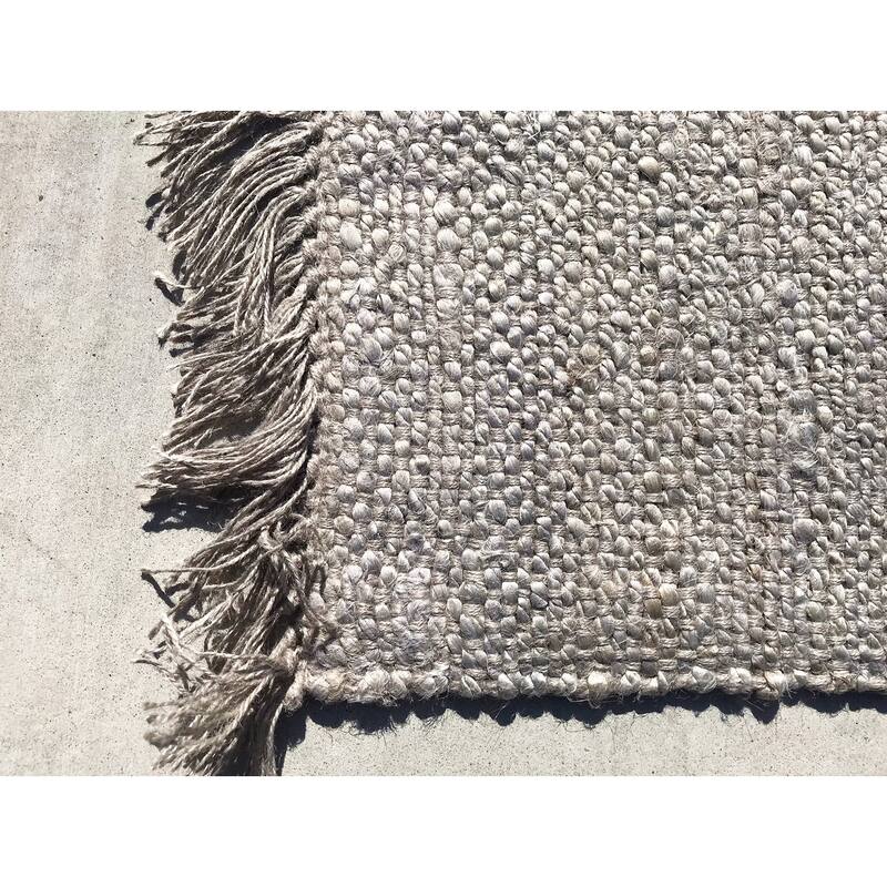 5' x 7' Jute Silver Grey Bleached Handmade Woven Area Rug 5' x 7