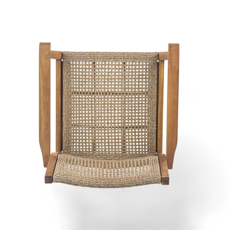 Christopher Knight Home - Coastline Outdoor Acacia Wood 5-Piece Dining Set with Wicker Chairs