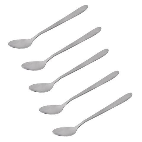 Coffee Ice Cream Scoop Long Handle Spoon Silver Tone 14.7cm Length 5 PCS - Silver Tone