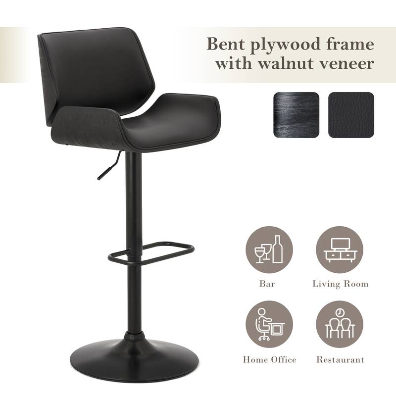 Glitzhome 46"H Mid-Century Modern Adjustable Swivel Bar Stool Set of 2