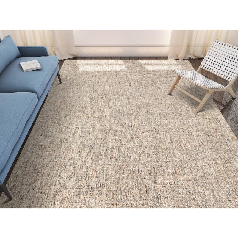 Addison Winslow Active Solid Wool and Viscose Area Rug - 9' x 13' - Grey/Beige/Ivory