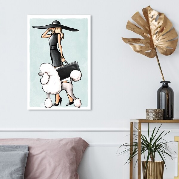 Oliver Gal 'Glam on a Stroll Aqua' Fashion and Glam Wall Art