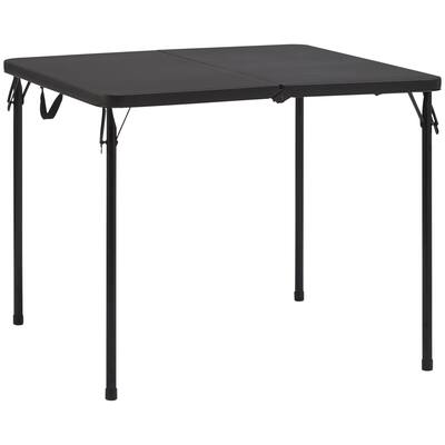 34" Resin Plastic Top Fold-in-Half Table, Rich Black