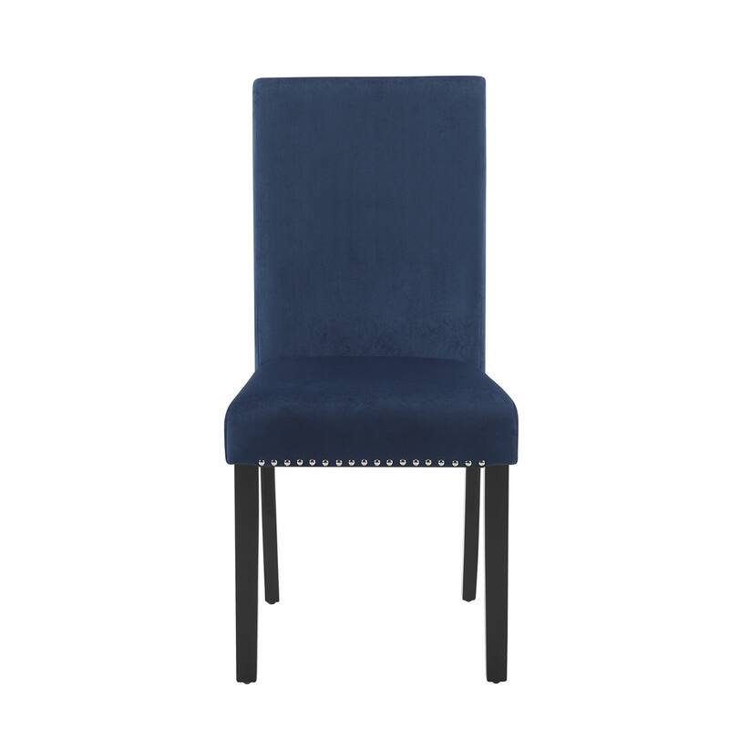 Contemporary Velvet Dining Chair with Nailhead Trim, Set of 2