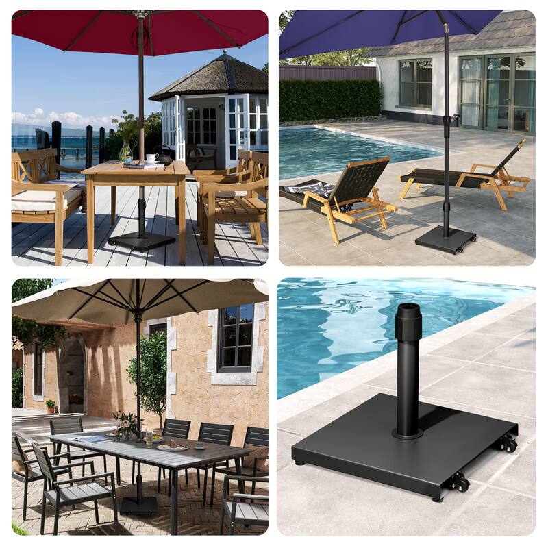 Pellebant Outdoor Market Umbrella Base Stand with Wheels