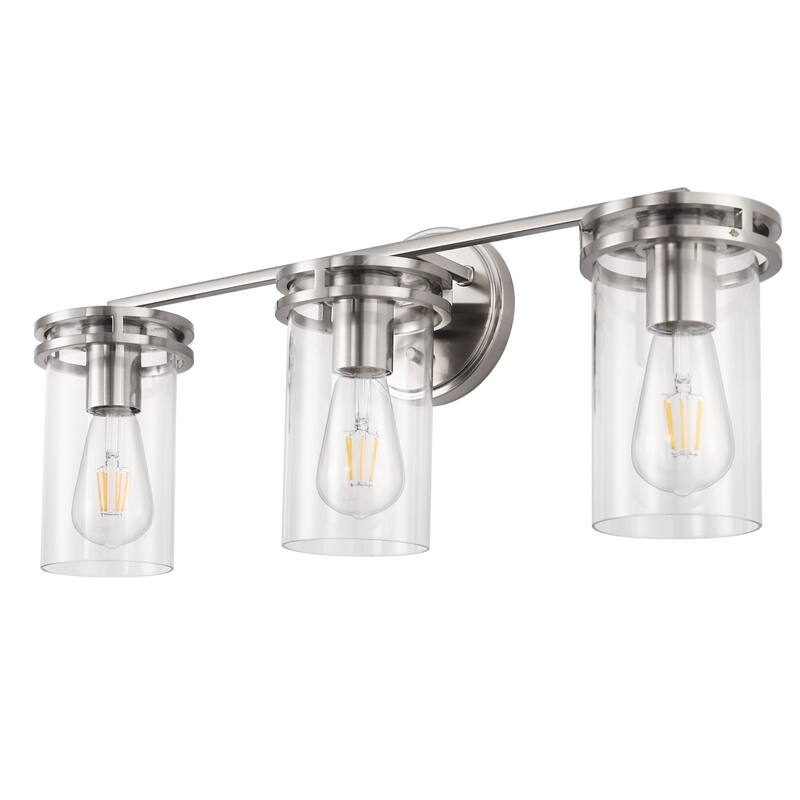 YANSUN 3-Light Industrial Nickel Vanity Light E26 Modern Bathroom Fixture