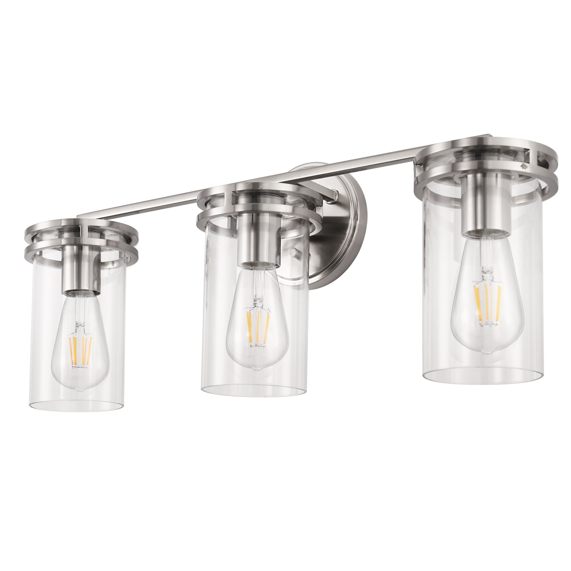 YANSUN 3-Light Nickel Vanity Light,E26 Modern Wall Light for