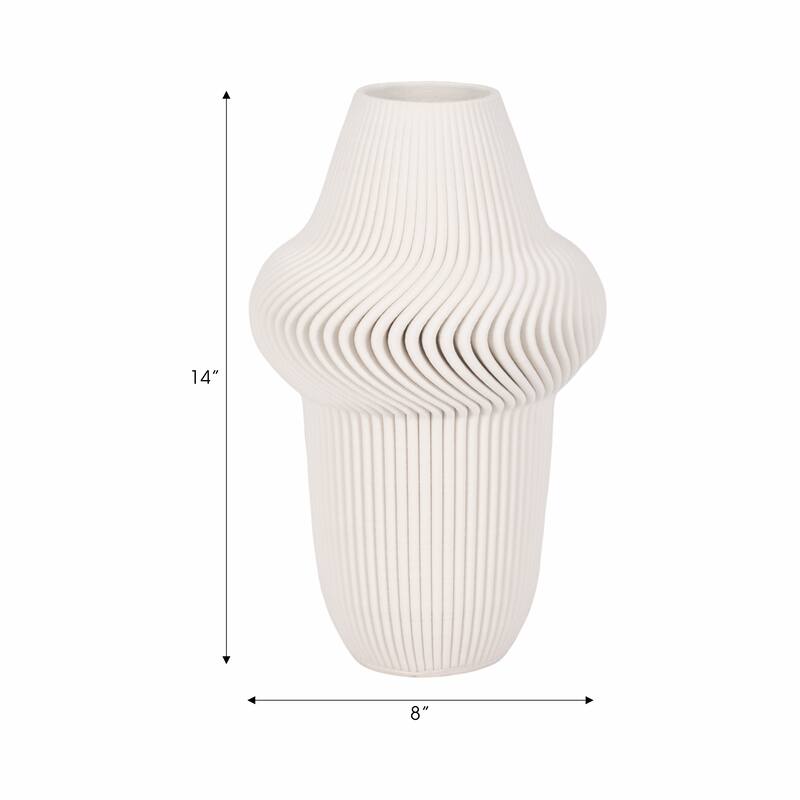 Porcelain Ribbed 3D Printed Vase - Ivory/Beige