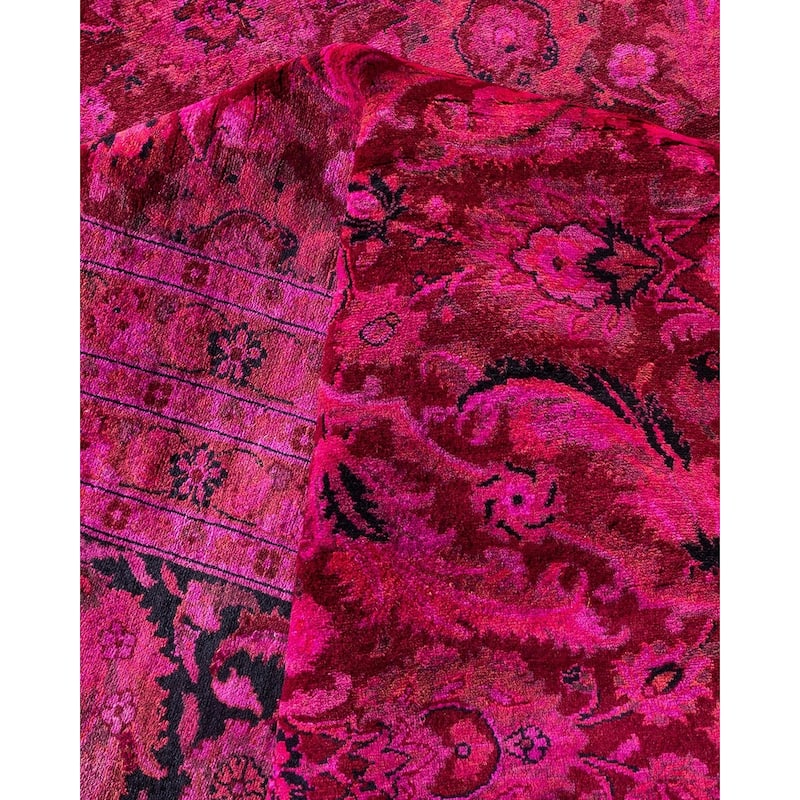 Overton Handknotted Wool Vintage Inspired Contemporary Overdyed Purple Area Rug - 17' 8" x 12' 3"