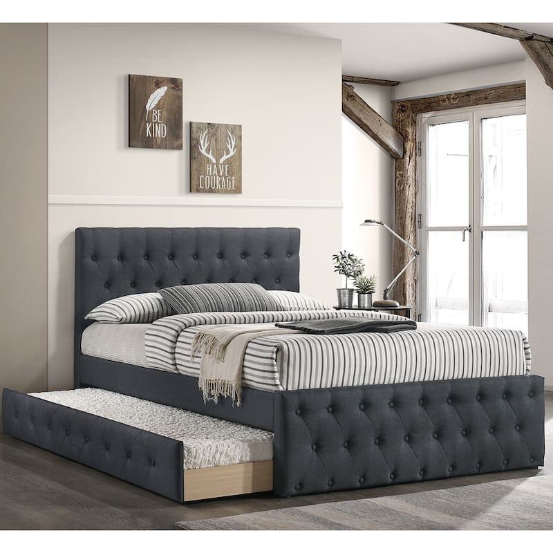 Fabric Fully Upholstered Full Bed with Trundle