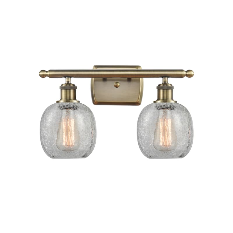 Innovations Lighting 516-2W-11-16 Belfast Vanity Belfast 2 Light 16" - Clear Crackle / Antique Brass