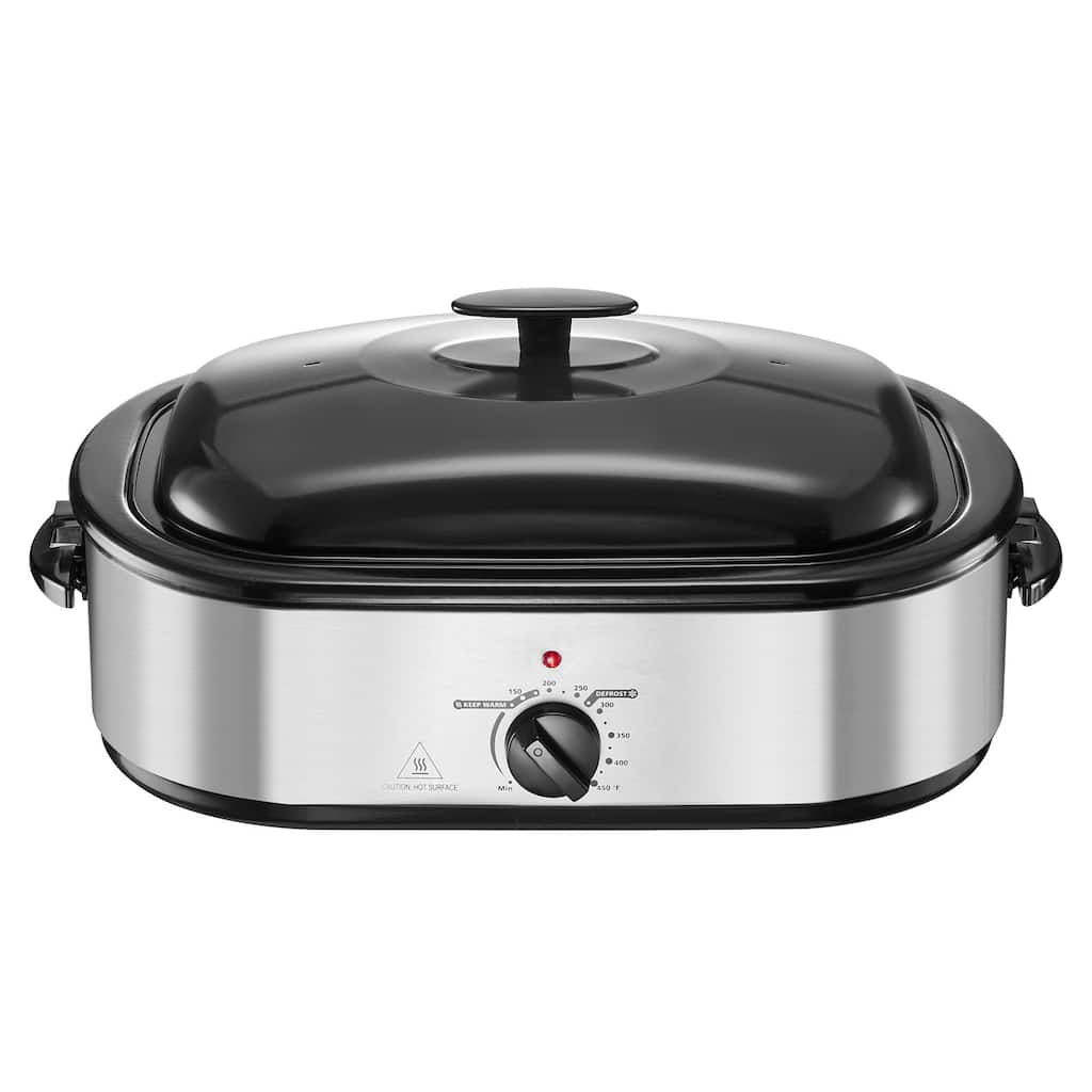 Black-Silver 14QT Electric Roaster Oven with Self-Basting Lid - 23.31 x 15.67 x 10.24 inch
