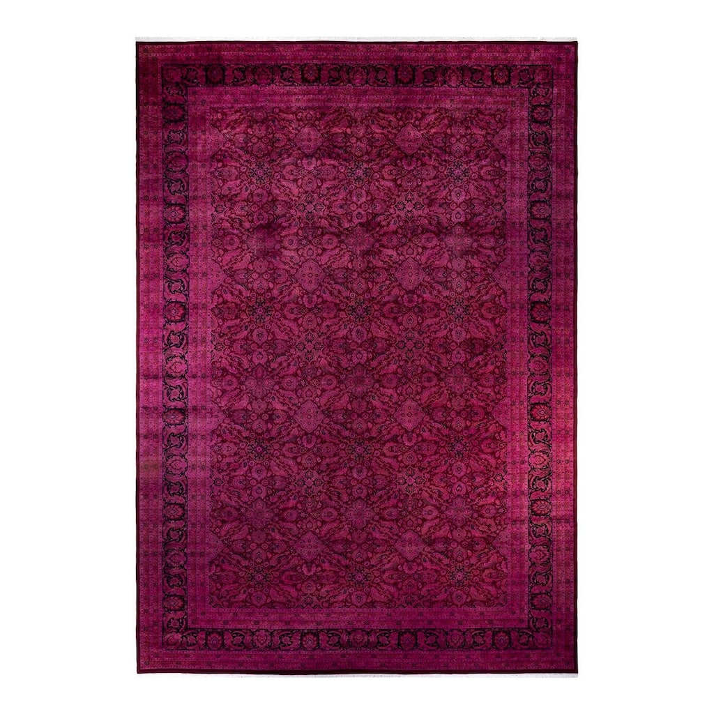 Overton Handknotted Wool Vintage Inspired Contemporary Overdyed Purple Area Rug - 17' 8" x 12' 3"