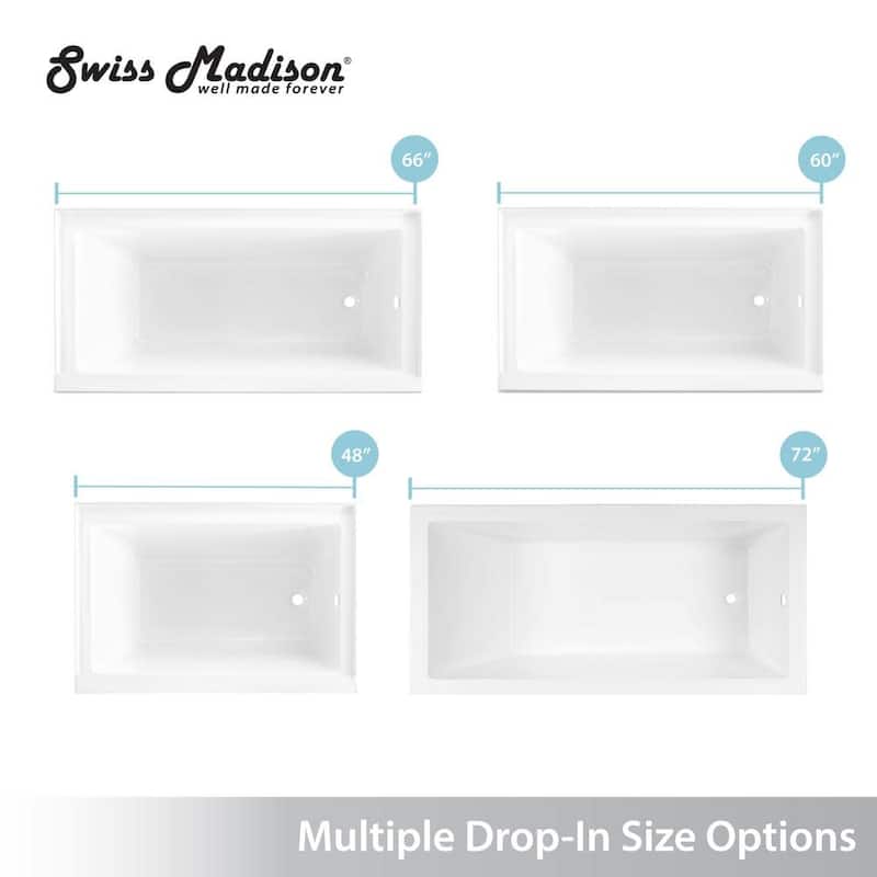 Swiss Madison Voltaire 72" Drop In Acrylic Soaking Tub with Reversible