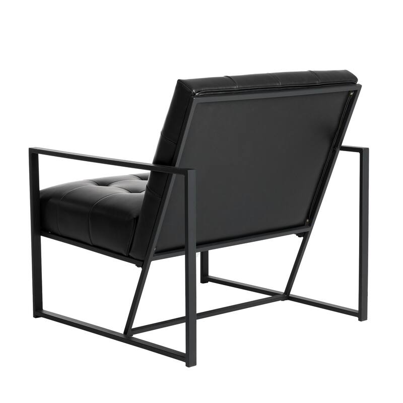 Glitzhome 29.50"W Mid-Century PU Leather Tufted Accent Chair - 29.5"W x 30.5"H x 29.25"D