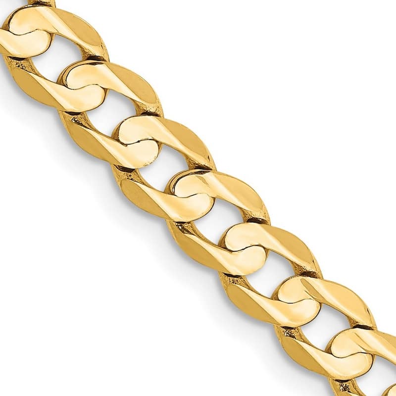Curata 14k Yellow Gold Solid Polished 5.25mm Open Concave Curb Chain Bracelet Lobster Claw