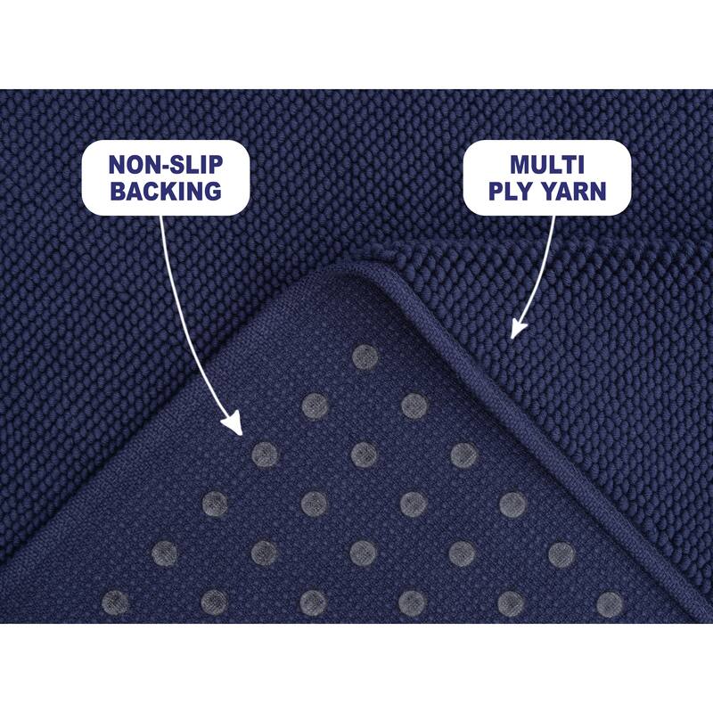 American Soft Linen 100% Cotton Bath Mat Rugs, 20x34 inches Slip Resistant Bottom Base Bath Mats for Bathroom