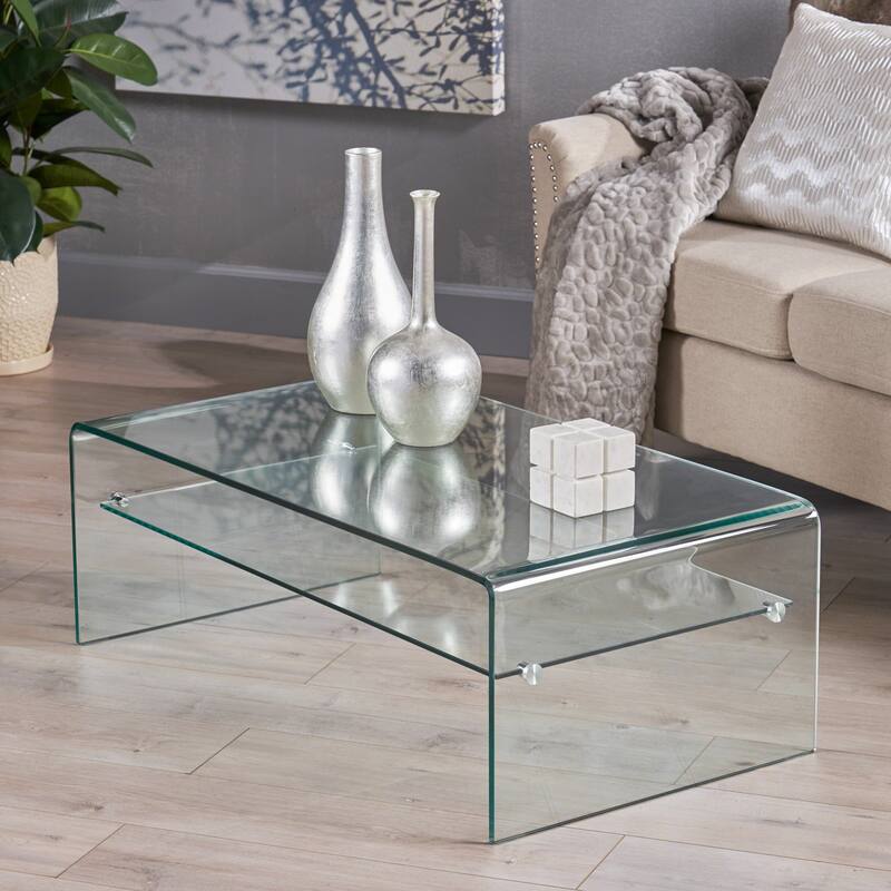 COFFEE table 12MM TEMPERED BENT GLASS ,8MM SHELF GLASS