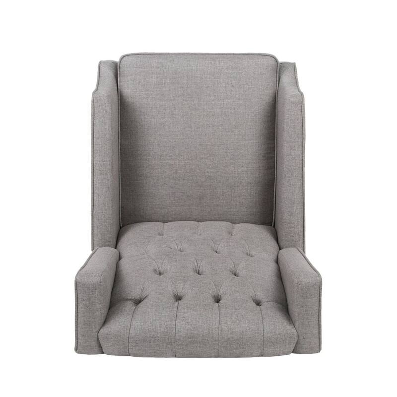 Modern Fabric Recliner with Wingback Design and Tufted Upholstery by Christopher Knight Home