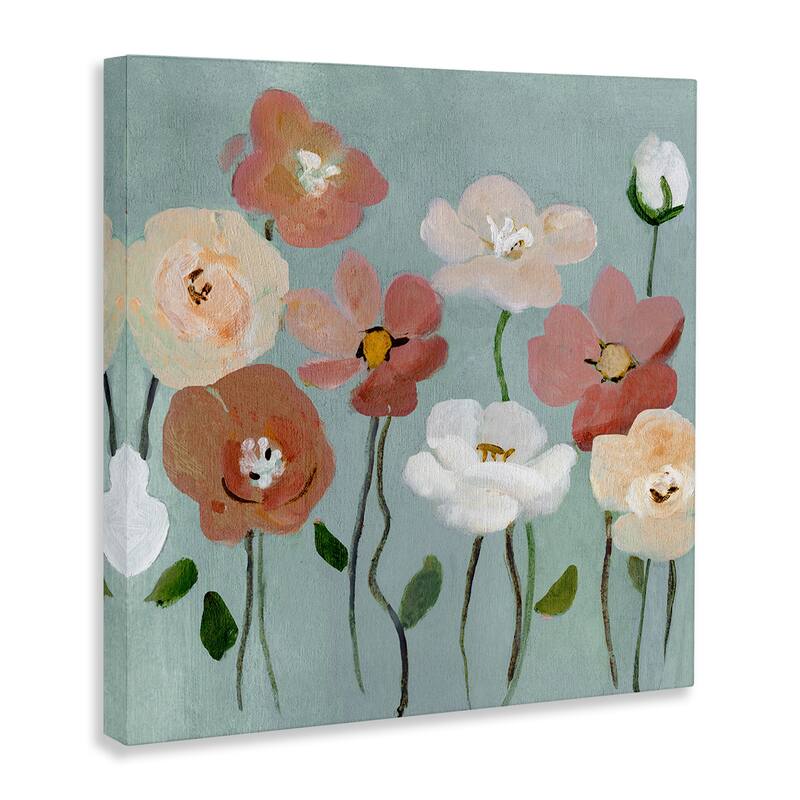 Stupell Boho Blooms on Blue Canvas Wall Art Design By Charity Henderson