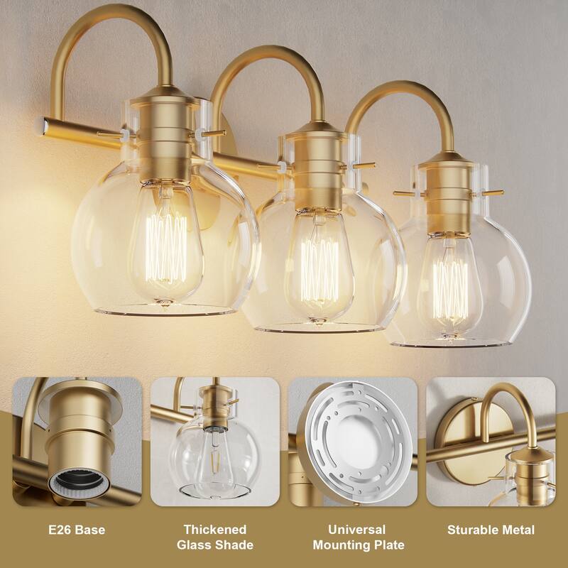 Modern Vanity Light with Clear Glass Globes in 2/3/4 Lights