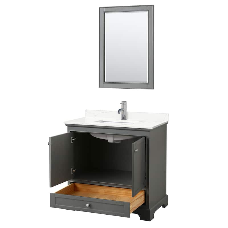Deborah 36-inch Single Vanity, Quartz Top, 24-inch Mirror