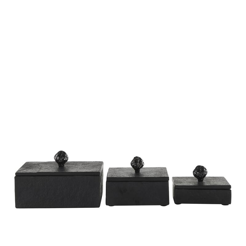 Marble Decorative Box with Gold Final or Textured Aluminum Knobs Set of 3 Green - Roche River Decor