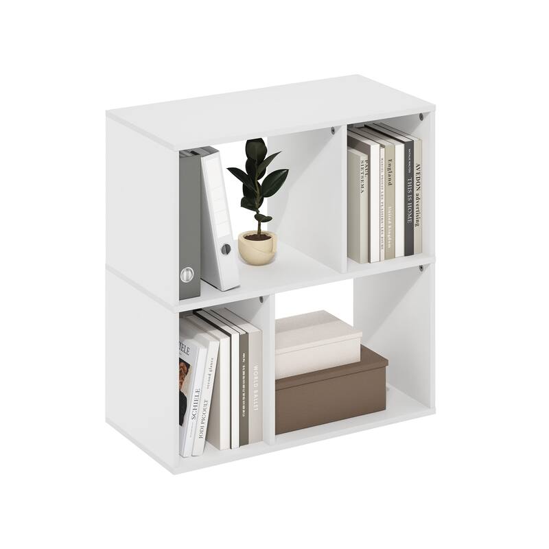 24.72 in. Tall White Wood 4-Shelf Bookcase