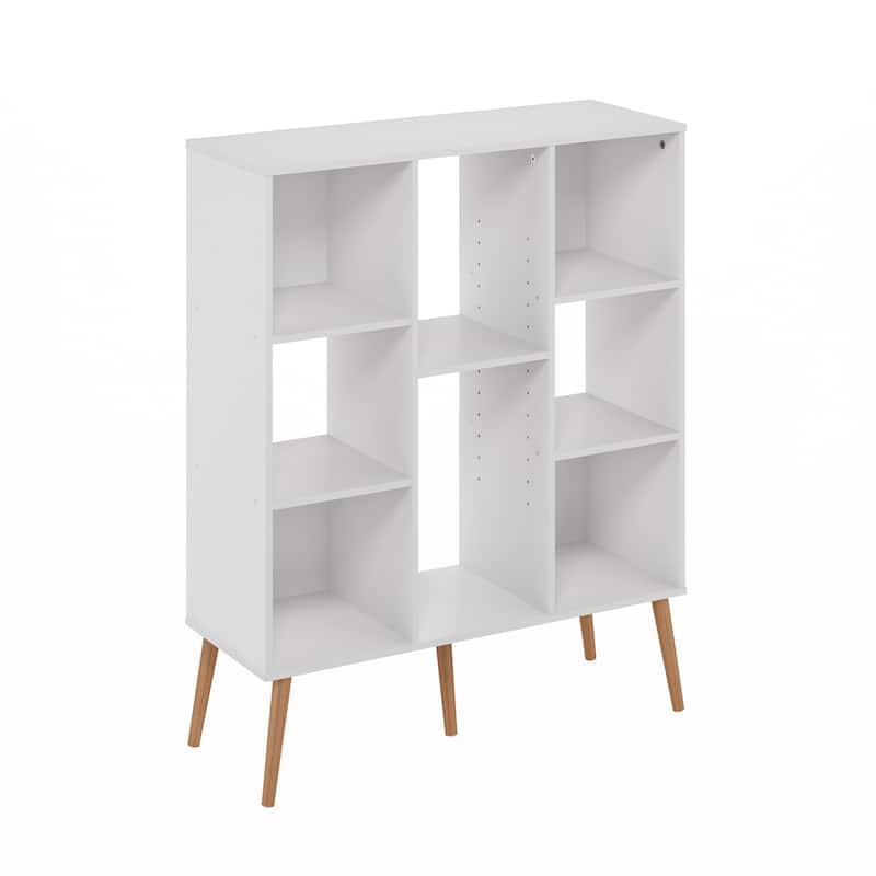 39.35 in. Tall White Wood 8-Shelf Bookcase