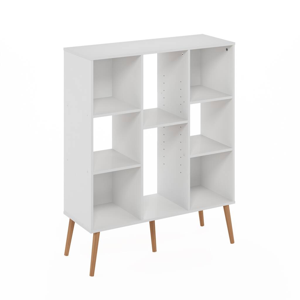 39.35 in. Tall White Wood 8-Shelf Bookcase