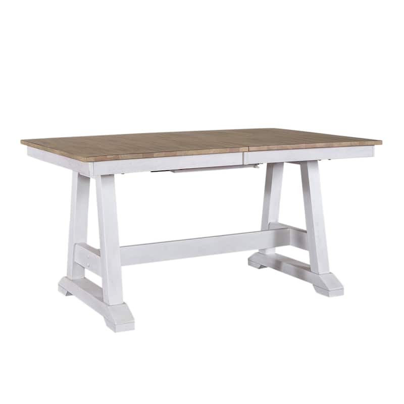 Lindsey Farm Weathered White & Sandstone 5 Piece Trestle Table Set