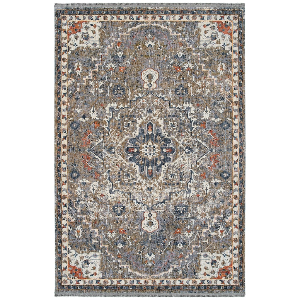 Transitional Oriental Cut Pile Rectangle Throw Rug - 1.10x 2.6