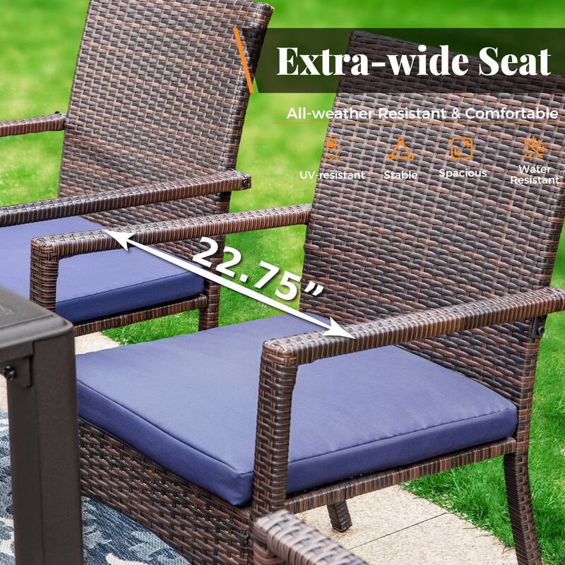 MAISON ARTS MAISON ARTS 6 Piece Outdoor Patio Dining Set,1 Acacia Wood Table & 4 Cushioned Rattan Chairs