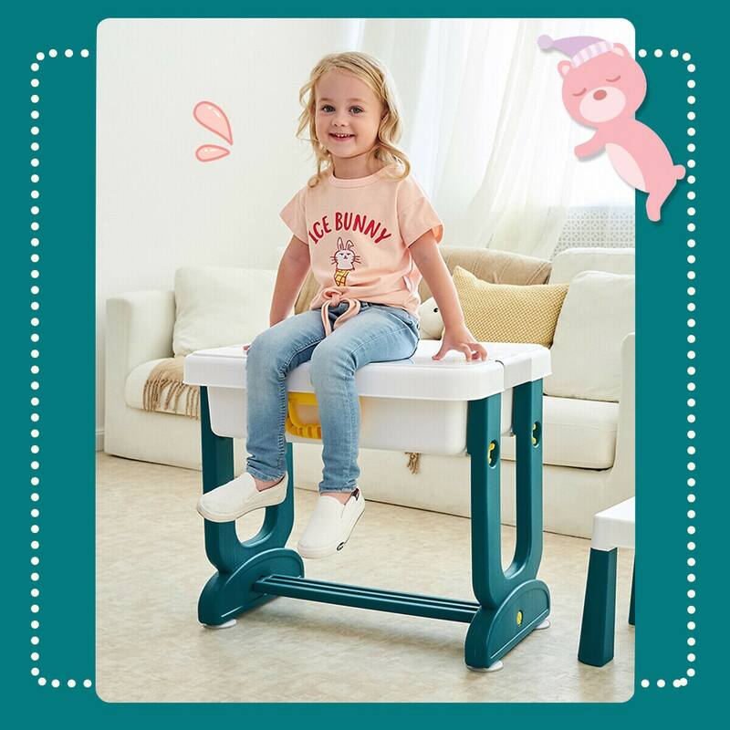 Gymax 5 in 1 Kids Activity Table Set w/ Chair Toddler Luggage Building - See Details