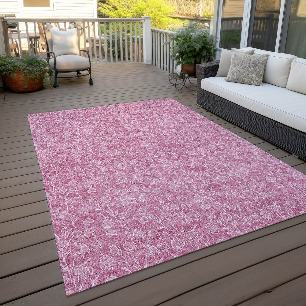 Machine Washable Indoor/ Outdoor Chantille Modern Floral Impressions Rug