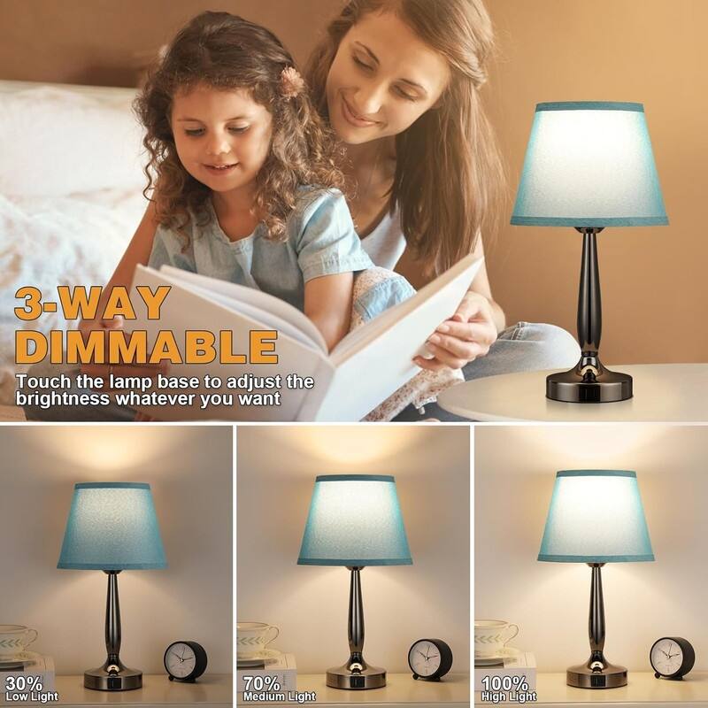 Touch Table Lamp for Bedroom, Small Bedside Lamp
