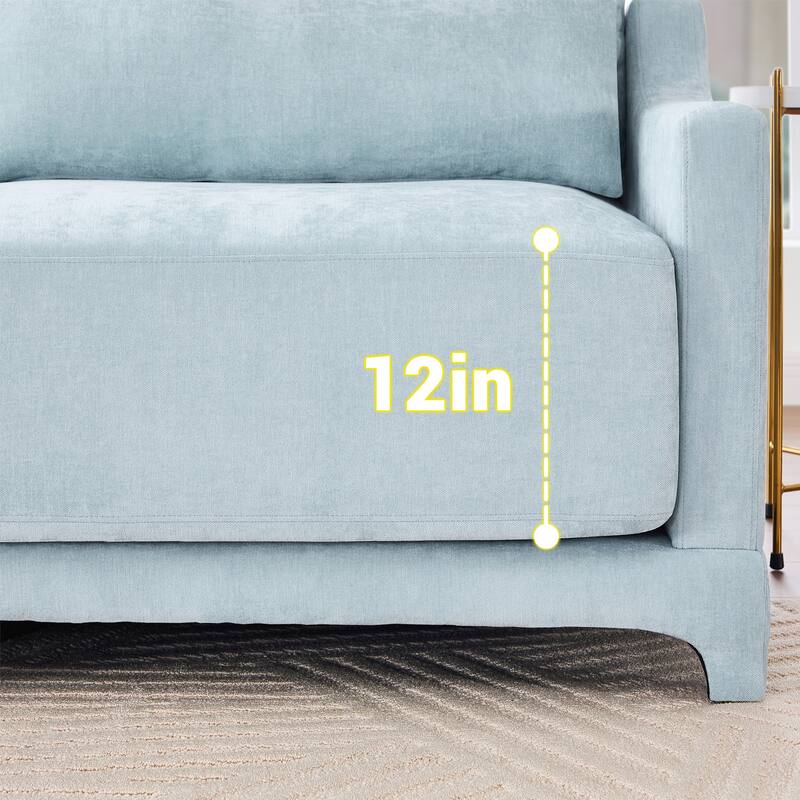 Chenille Upholstered Sofa with Lumbar Pillows