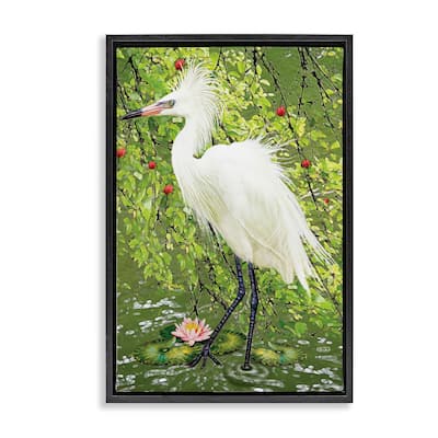 Stupell Sophisticated Heron in Pond Shore Framed Floater Canvas Wall Art Design By Rosiland Solomon