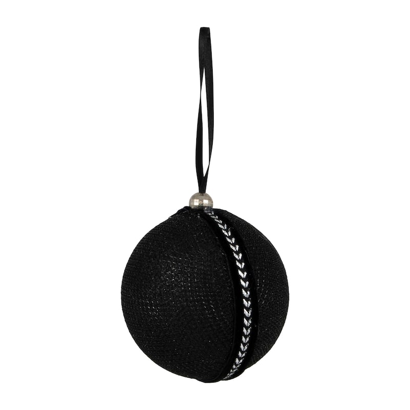 Sequined and Textured Christmas Ball Ornaments - 2.75" - Black - Set of 4