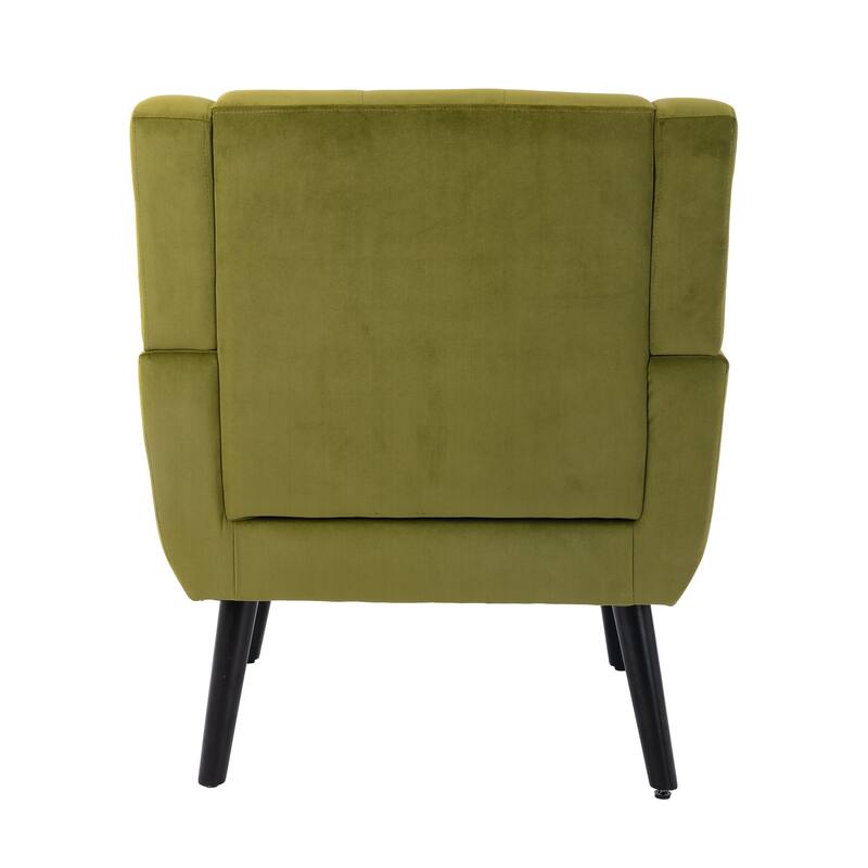 Modern Soft Velvet Armchair, Ergonomics Accent Chair W/Curved Back, Upholstered Single Sofa With 250 Lbs Weight Capacity