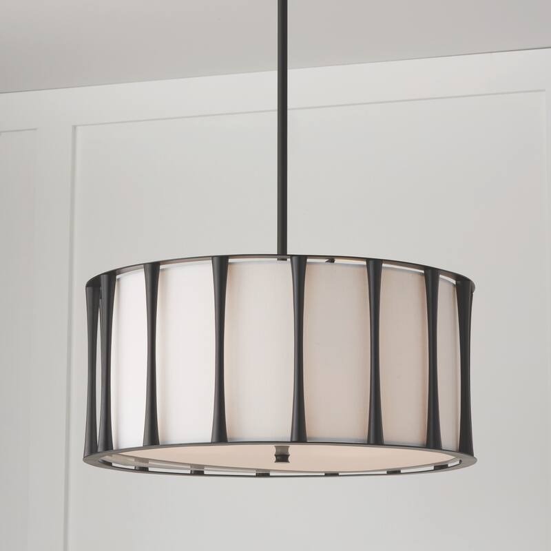 Bodie 4-light Pendant w/ Fabric Shade & Acrylic Diffuser