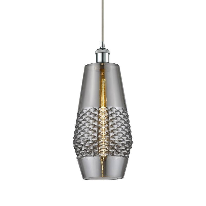 Innovations Lighting 516-1P-17-7 Windham Pendant Windham 7" Wide Mini - Polished Chrome / Smoked