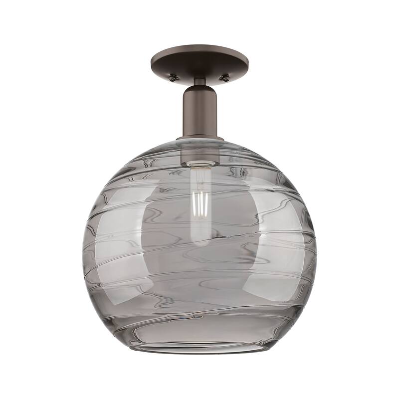 Innovations Lighting 716-1C-15-12 Athens Deco Swirl Semi-Flush Athens - Oil Rubbed Bronze / Light Smoke Deco Swirl