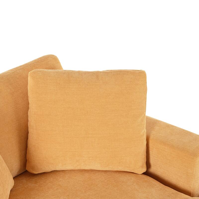 Yellow Modern 53.5" Chaise Lounge Chair with Solid Wood Legs and Pillows for Living Room