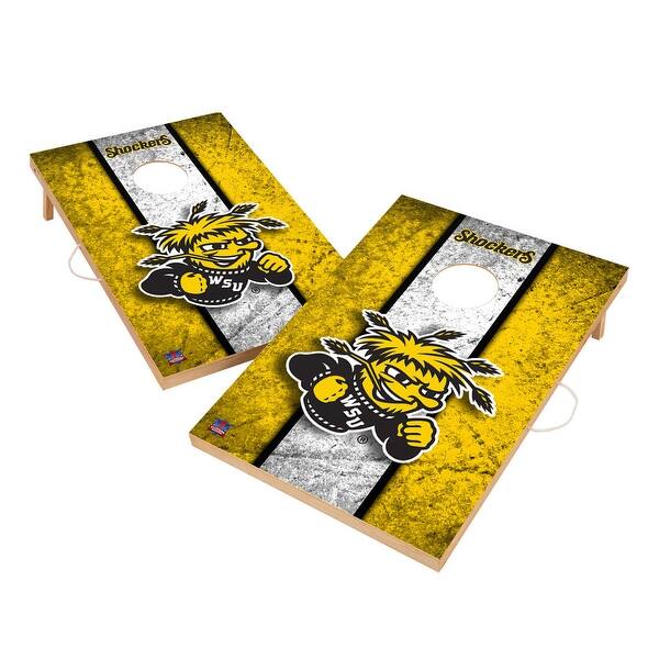 slide 2 of 5, Vintage Wichita State University Shockers 2x4 Tailgate Cornhole Boards Include Carrying Case