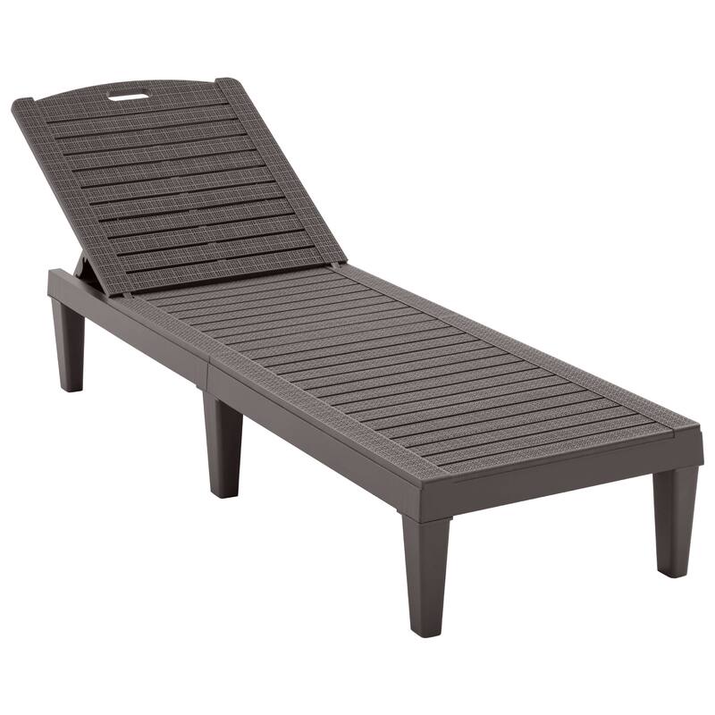 2-Piece Outdoor Chaise Lounges Resin Pool Lounge Chairs Outdoor Chaise Lounge Chair Set with Adjustable Backrest (Set of 2)